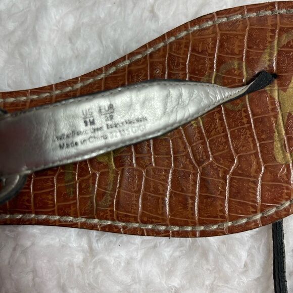 Sam Edelman Gigi leather multi color embroidery black T Strap thong sandals SZ9M - Picture 7 of 7